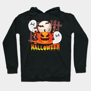 Halloween Pumpkin Candy Ghosts Moon Bat Scary Spooky Costume Hoodie